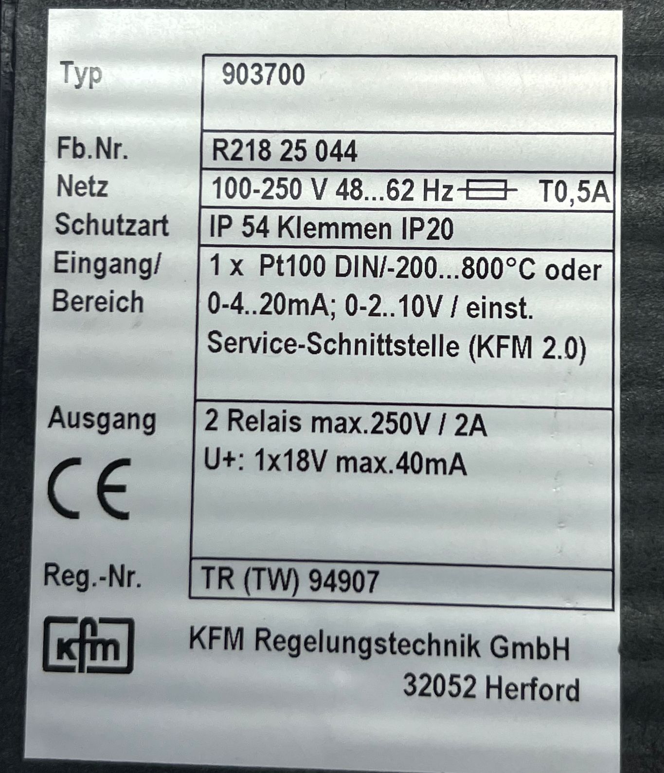 KFM 903700 Temperature Controller thumbnail