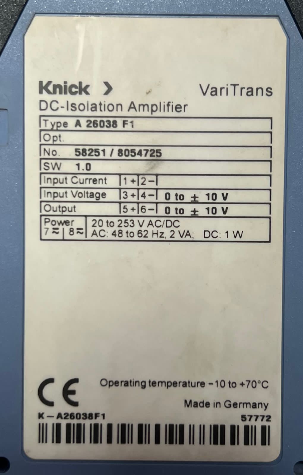 Knick A 26038 F1 DC-Isolation Amplifie thumbnail