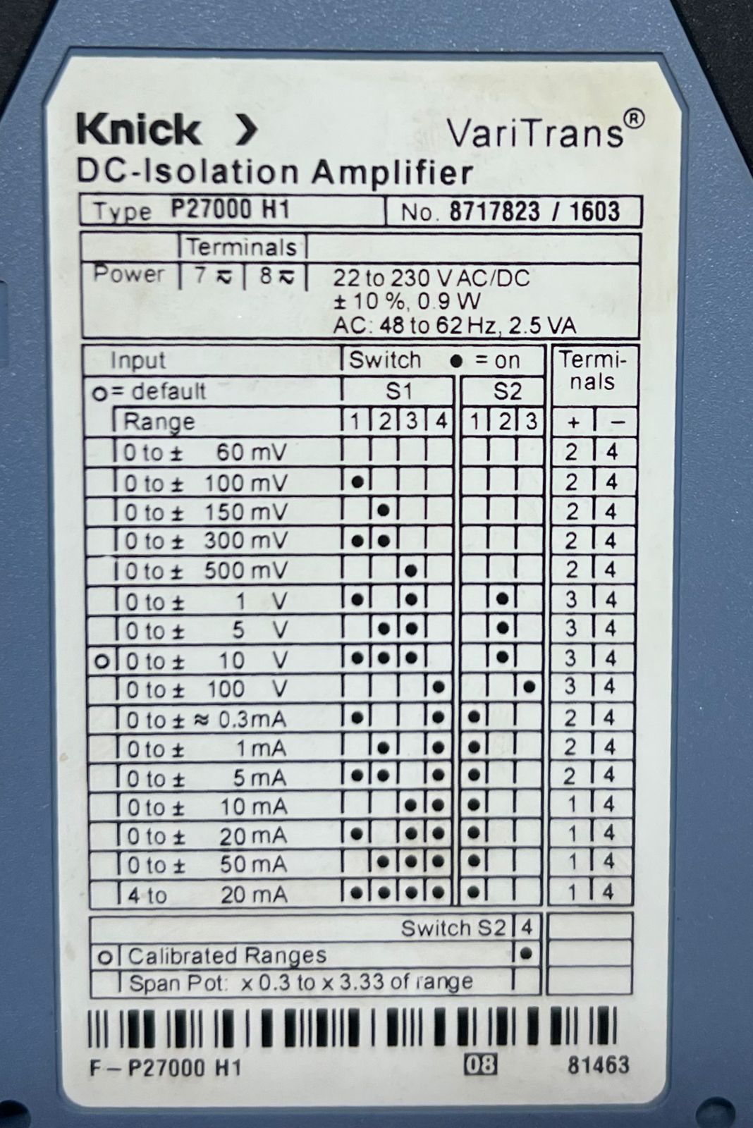 Knick P27000H1 Dc-Isoalation Amplifier thumbnail