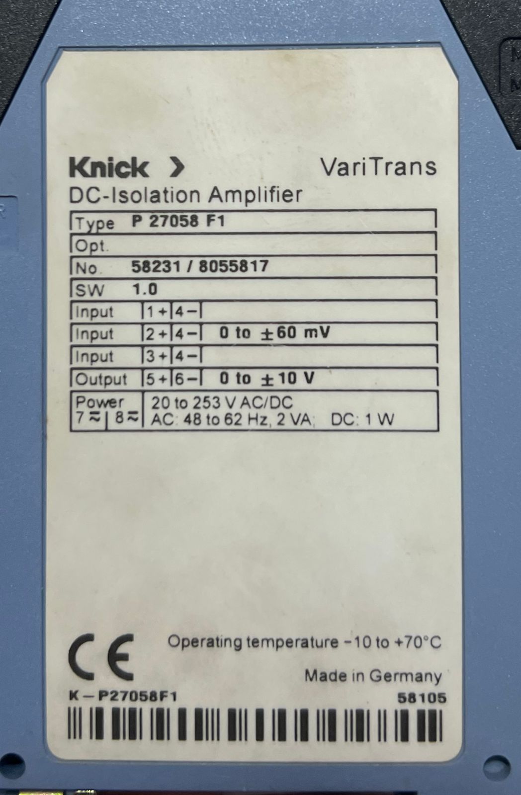 Knick P 27058 F1 DC-Isolation Amplifier thumbnail