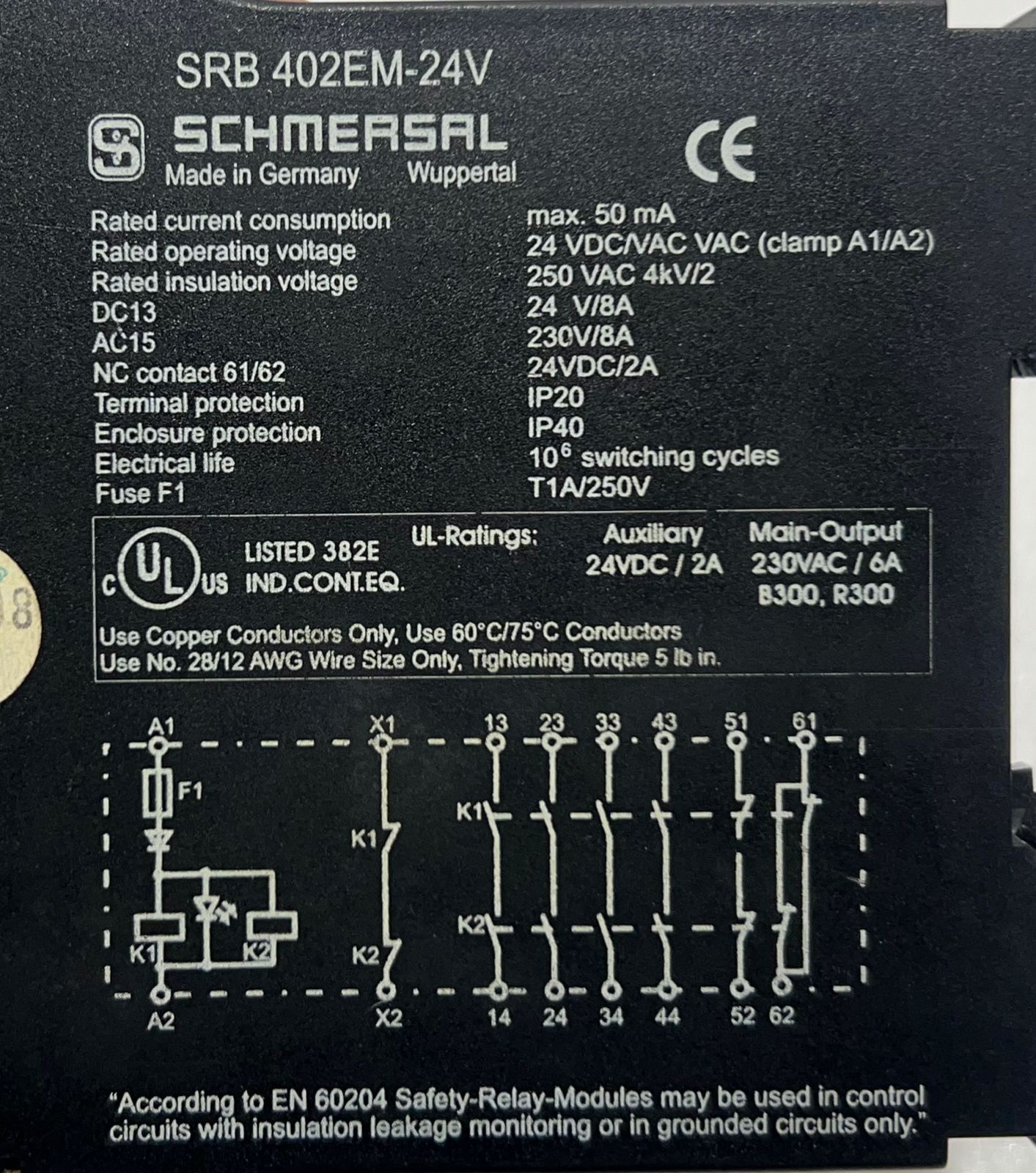 Schmersal Srb 402em-24V Safety Relay thumbnail