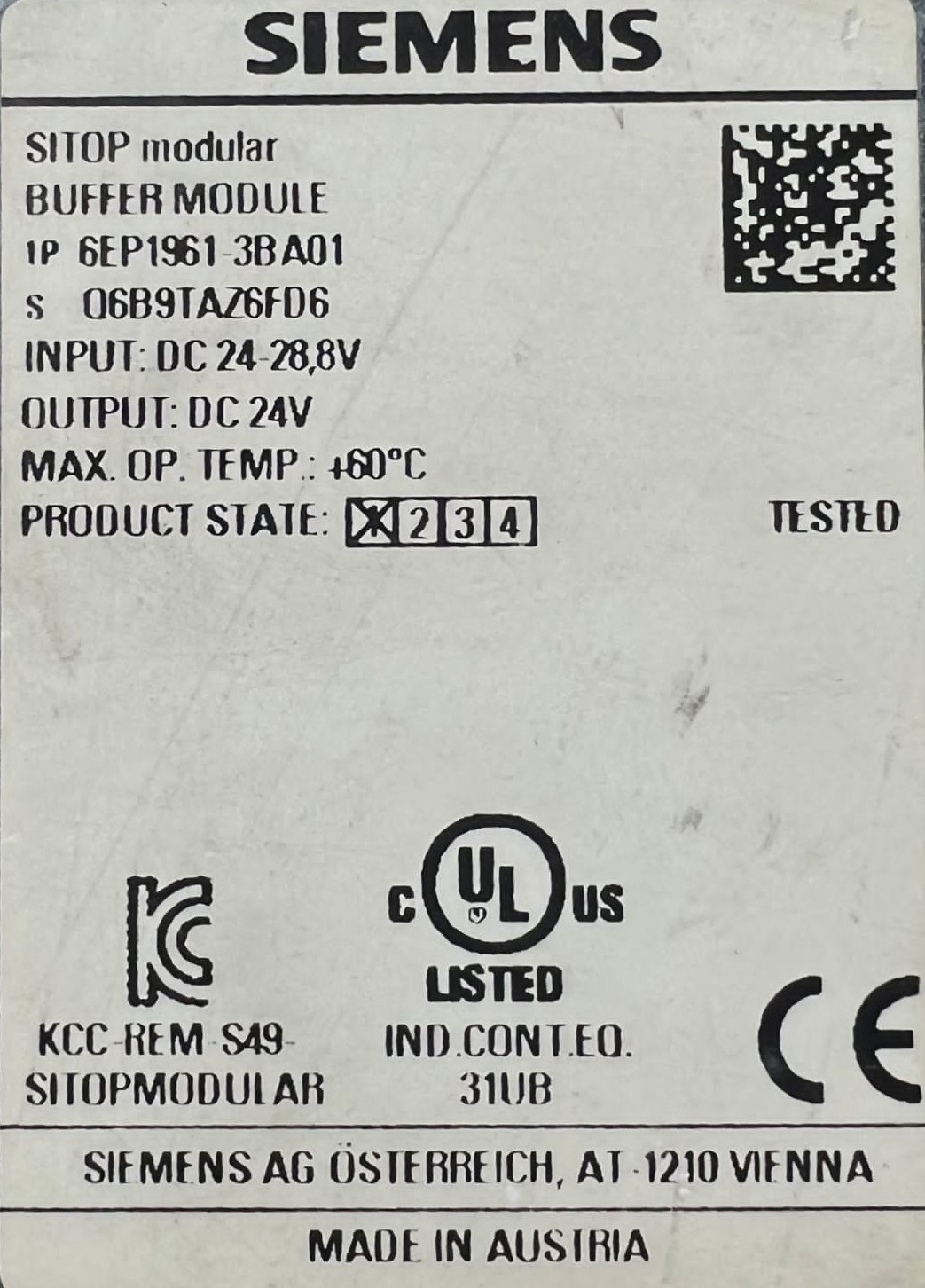 Siemens 1p 6ep1961-3ba01 Sitop Modular Buffer Module thumbnail