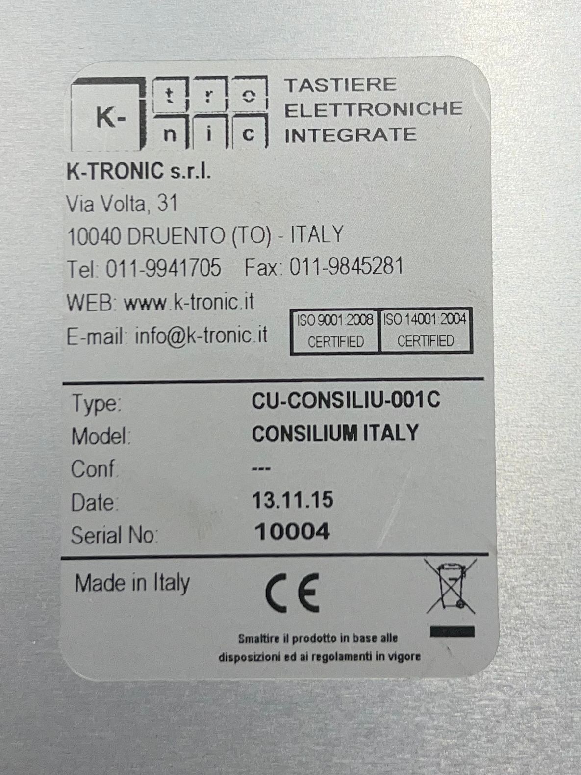 Consilium Cu-Consiliu-001C Integrated Electronic Keyboards Keyb-002 thumbnail