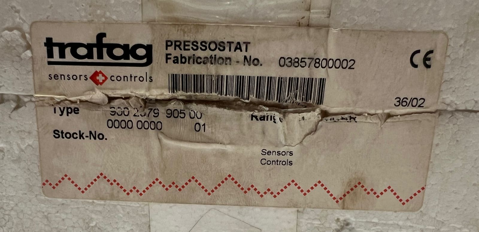 Trafag 900.2379.905 Pressure Switch 1.16Bar 0.1.1.6Mpa