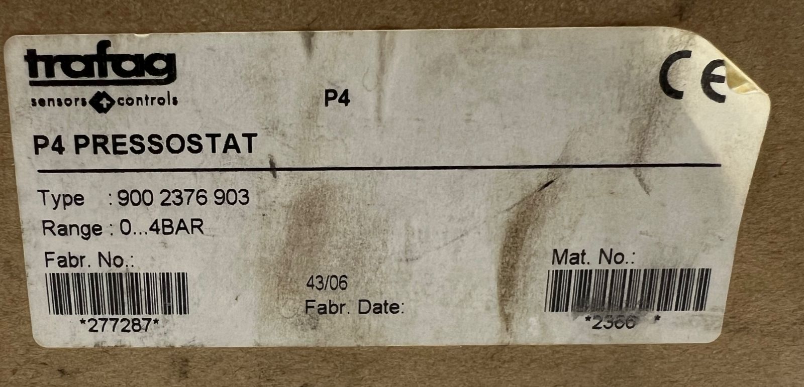 Trafag 900.2376.903 Pressure Switch 12bar thumbnail