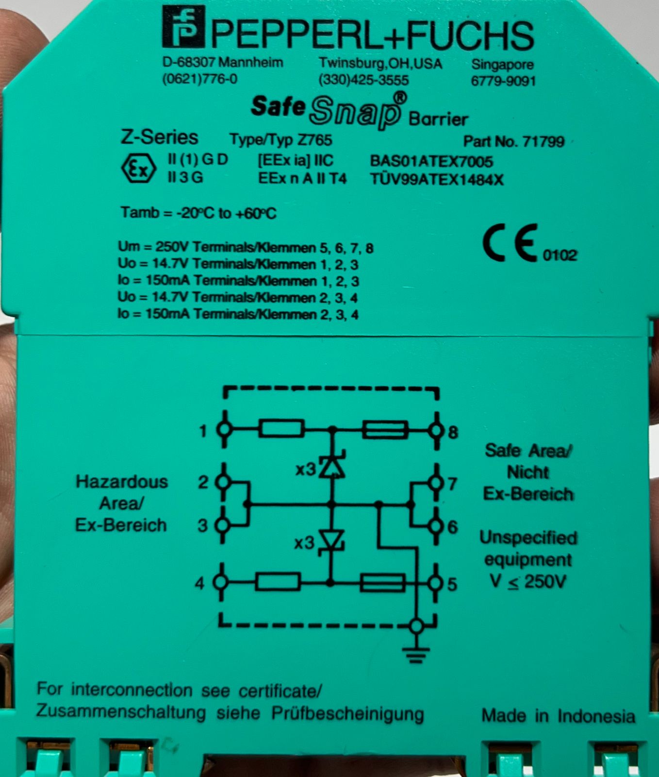 Pepperl+Fuchs Z765 Z-Series Safe Snap Barrier 71799 thumbnail