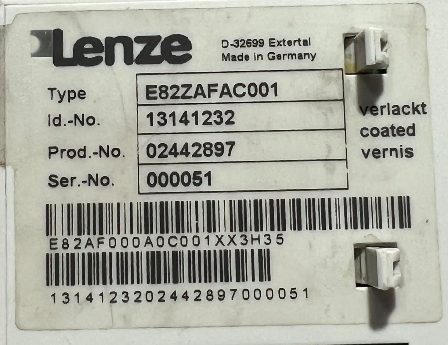 Lenze E82ZAFAC001 Module D-32699 Extertal 000051 thumbnail