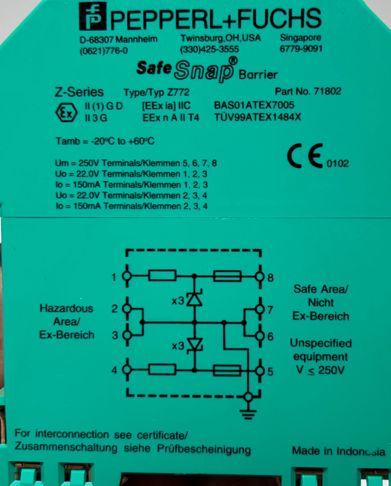 Pepperl+Fuchs Z772 Safe Snap Barrier Z-Series 71802 thumbnail