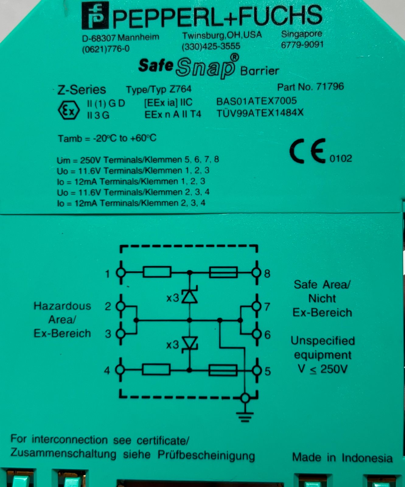 Pepperl+Fuchs Z764 Z-Series Safe Snap Barrier 71796 thumbnail