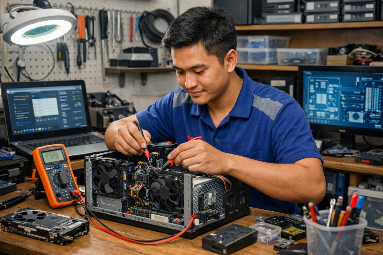 Teknisi service komputer ilustrasi