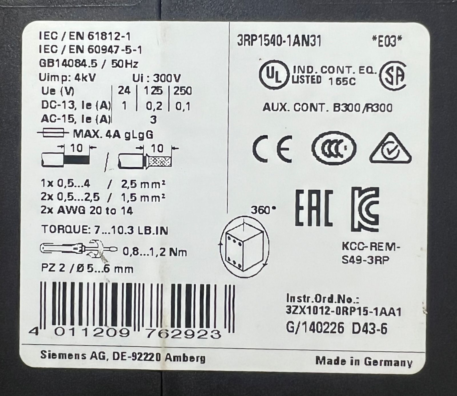 Siemens SIRIUS 3RP1540-1AN31 Time Relay | Off Delay Timer thumbnail