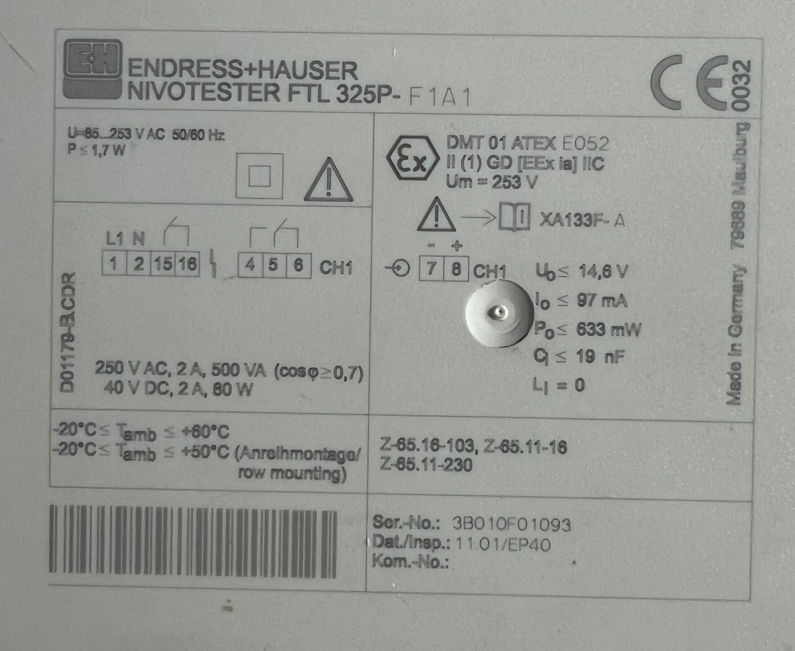 Endress+Hauser Nivotester FTL325P Level Switch Amplifier thumbnail