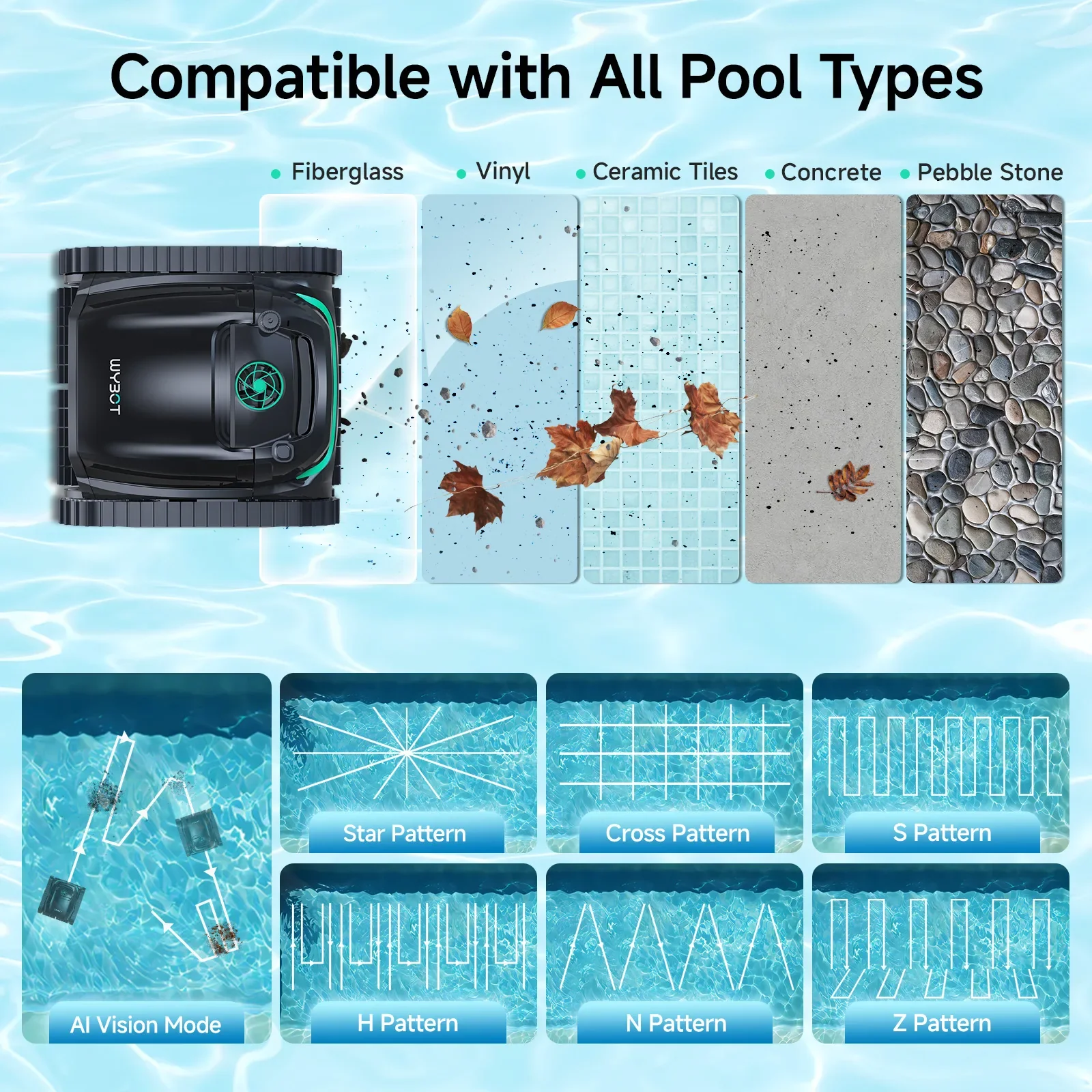 WYBOT M2 cleaning large in-ground residential pool floor