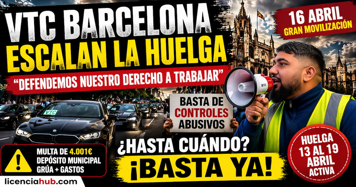 Huelga VTC Barcelona 16 abril 2026: Ruta y convocatorias