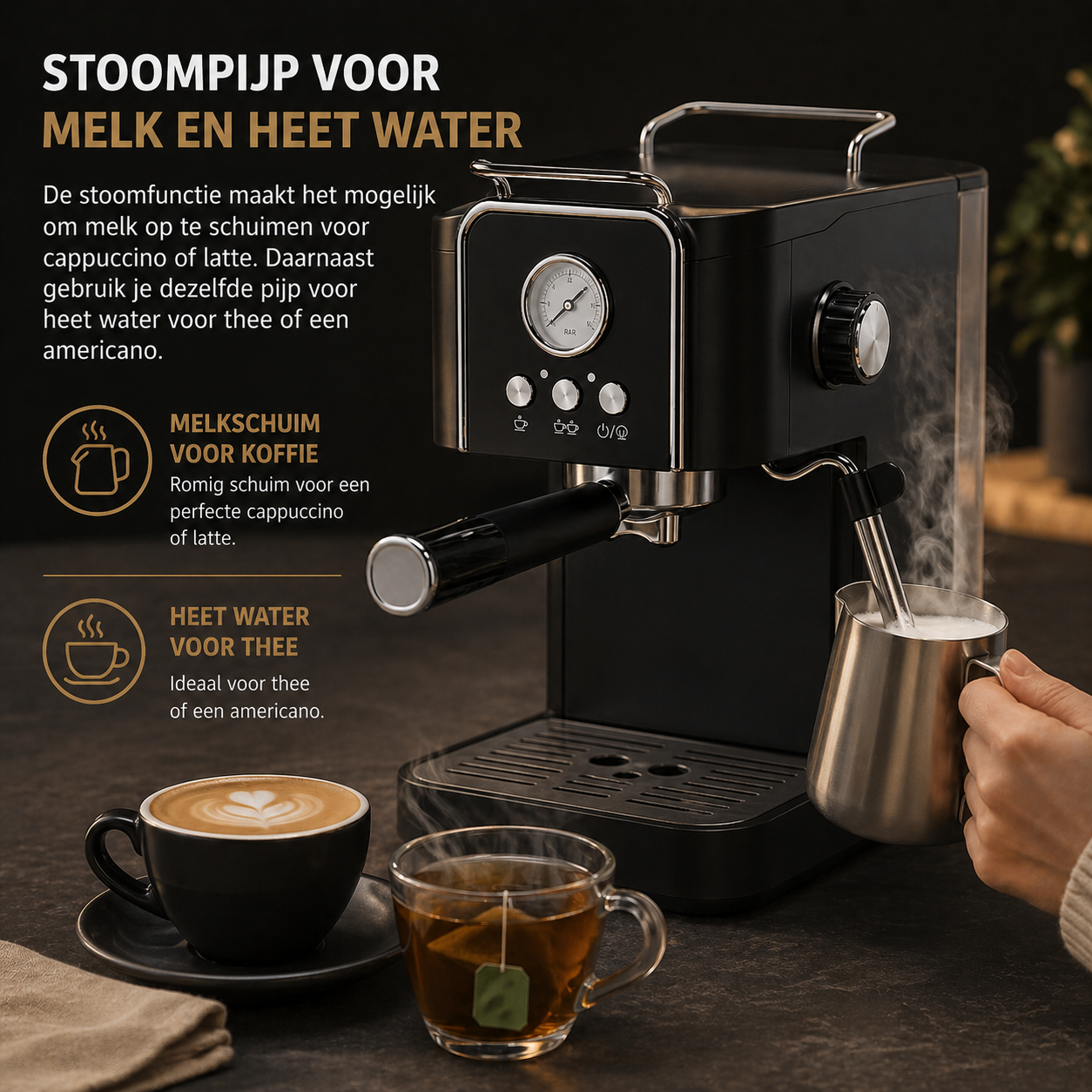 Melk opschuimen met koffiemachine