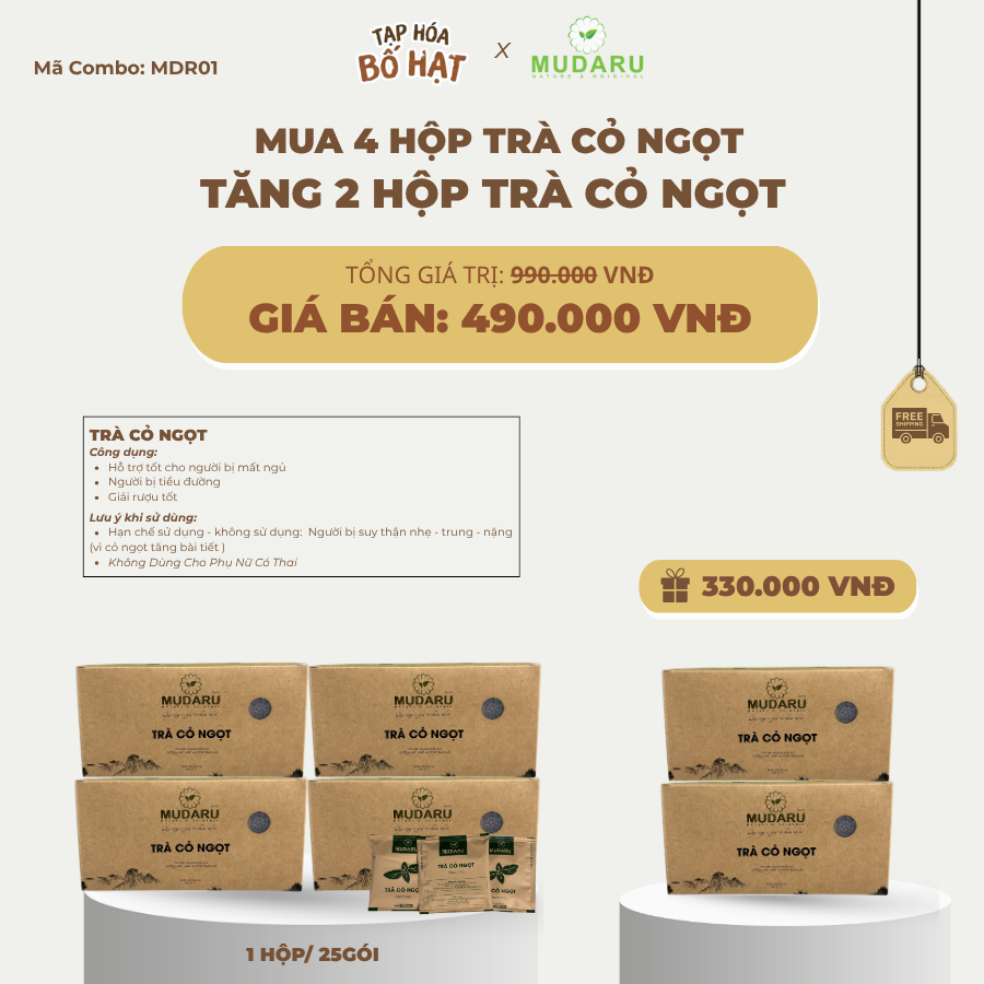 Combo mua 4 hộp trà cỏ ngọt tặng 2 hộp cùng loại