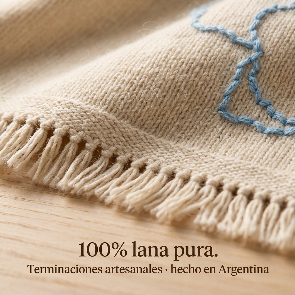 100% lana pura. Terminaciones artesanales.