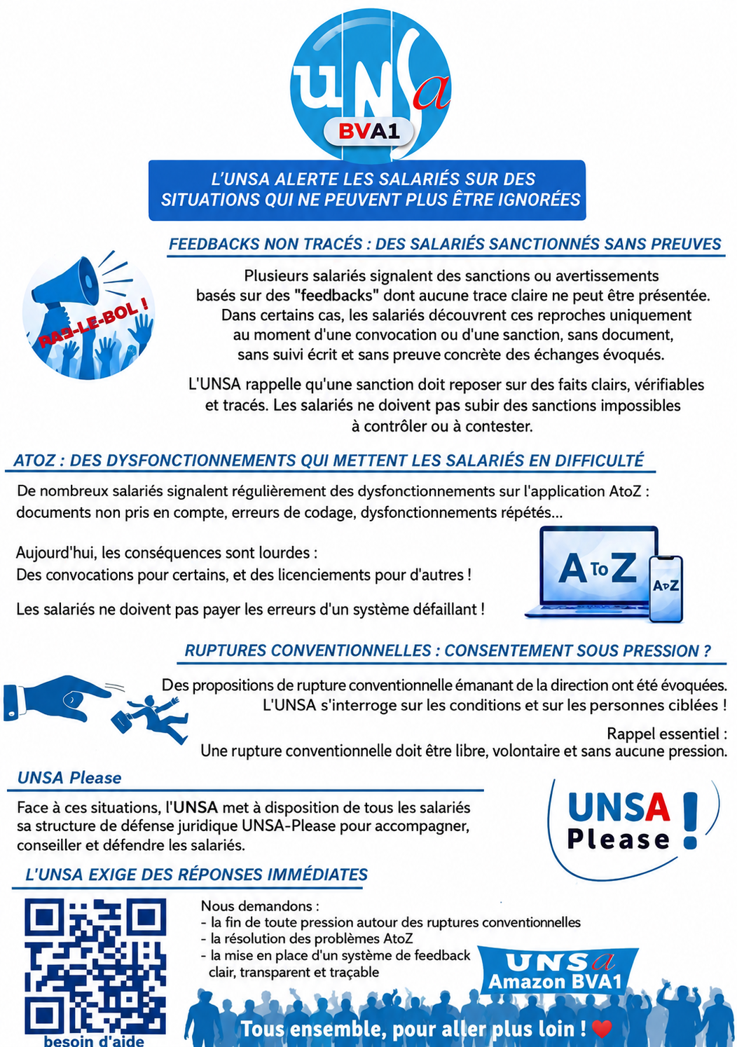 L'UNSA ALERTE LES SALARIÉS SUR DES SITUATIONS QUI NE PEUVENT PLUS ÊTRE IGNORÉES