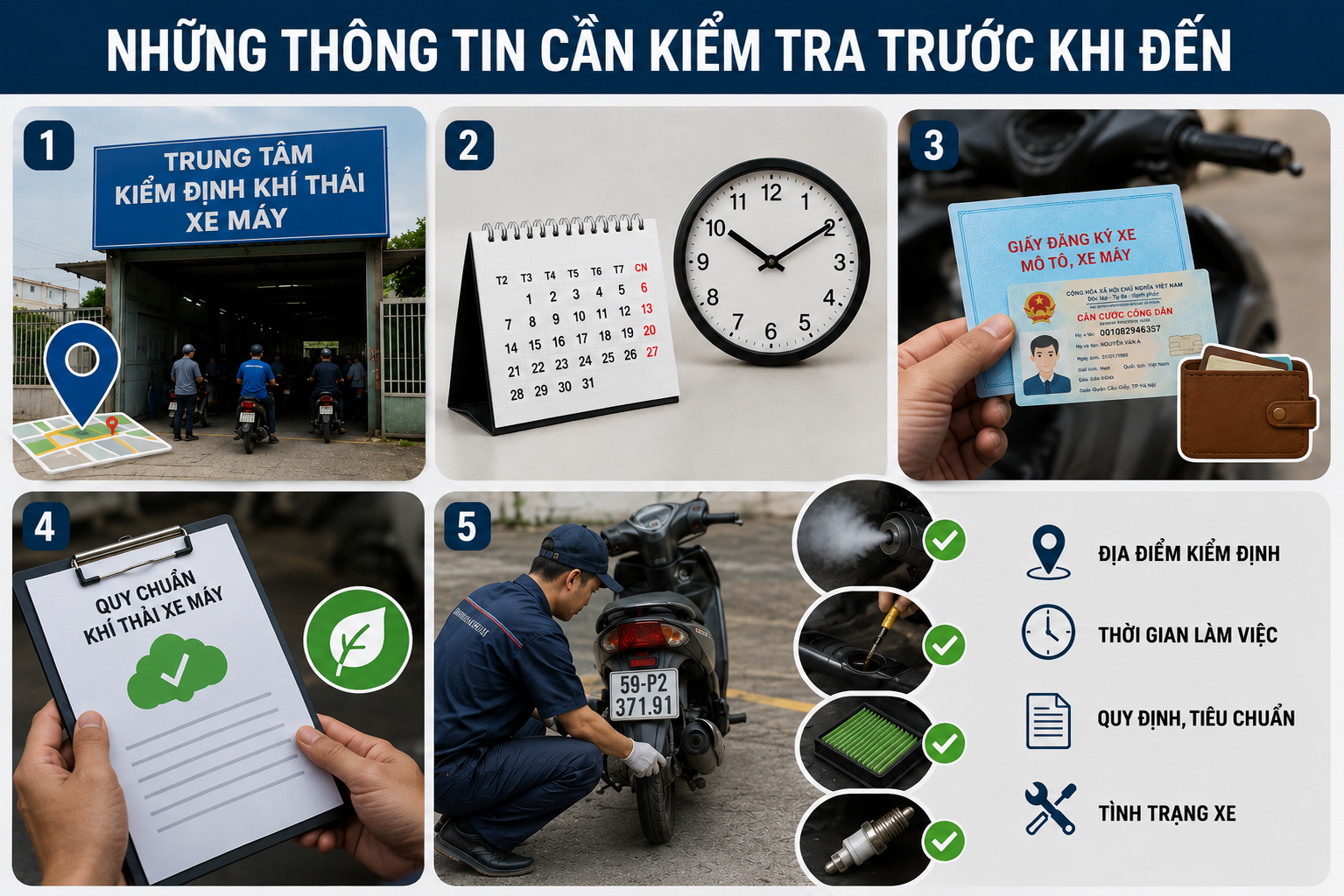 Những thông tin cần kiểm tra trước khi kiểm định khí thải xe máy