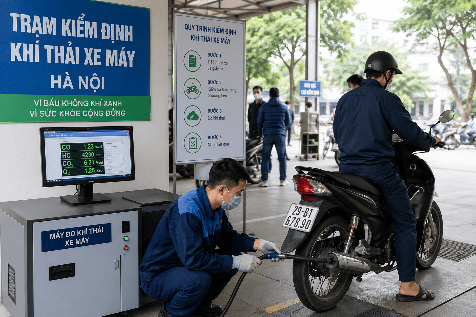 Địa điểm kiểm định khí thải xe máy tại Hà Nội