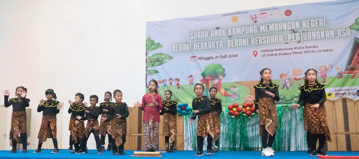 Poster acara peringatan Hari Anak Nasional 2025 - Berani Berkarya, Berani Bersuara, Perjuangkan Asa