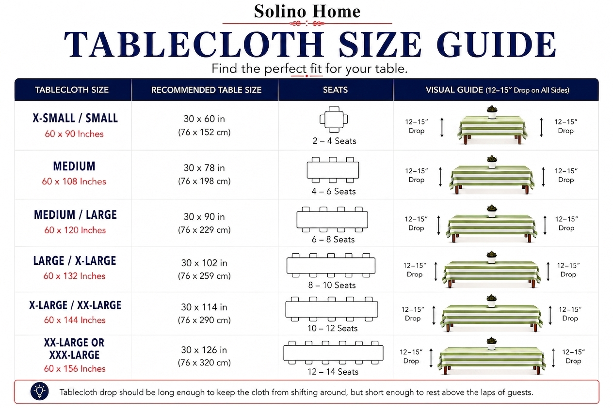 Cabana Stripe Tablecloth Size Guide