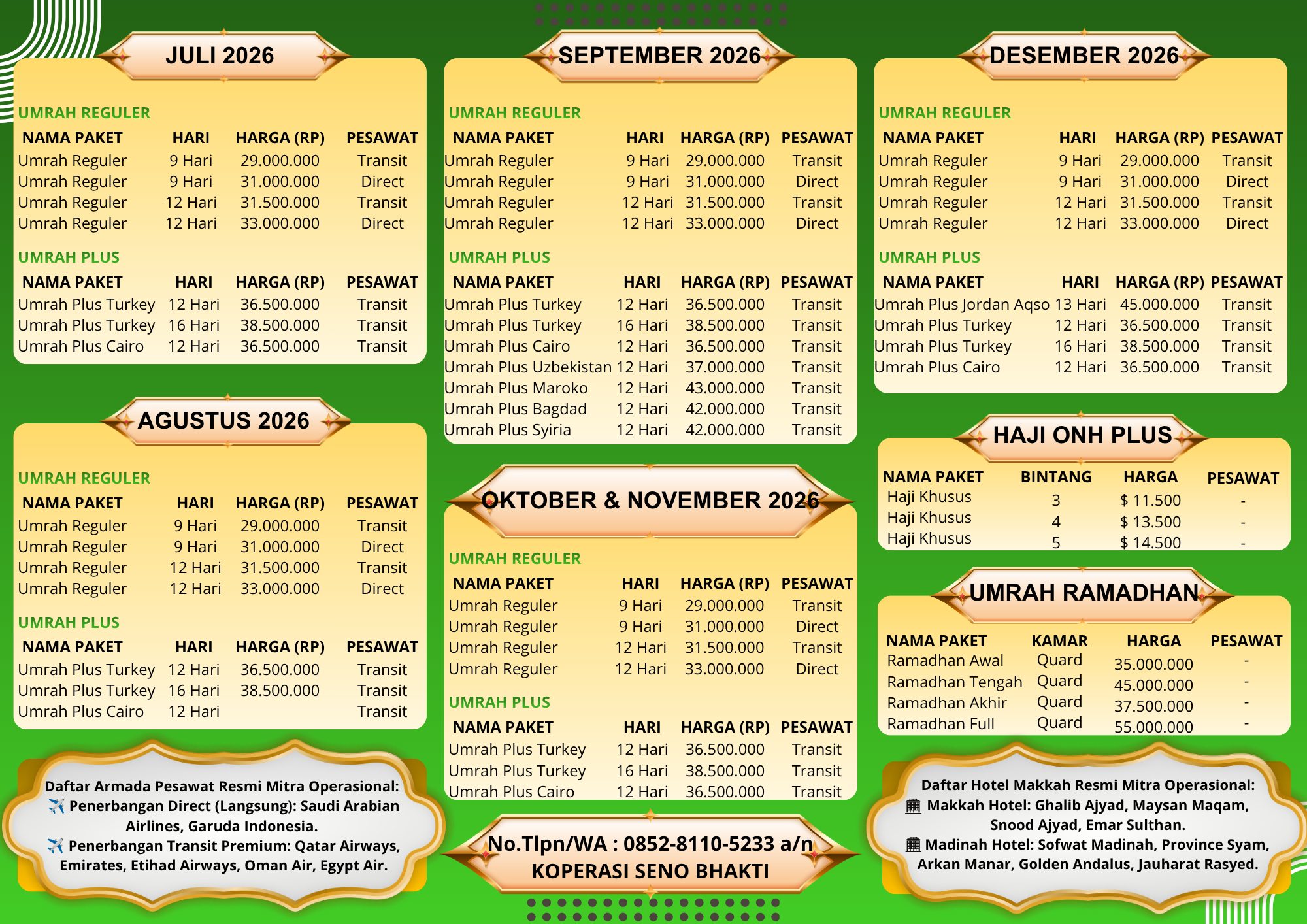 Brosur Jadwal Paket Keberangkatan dan Harga