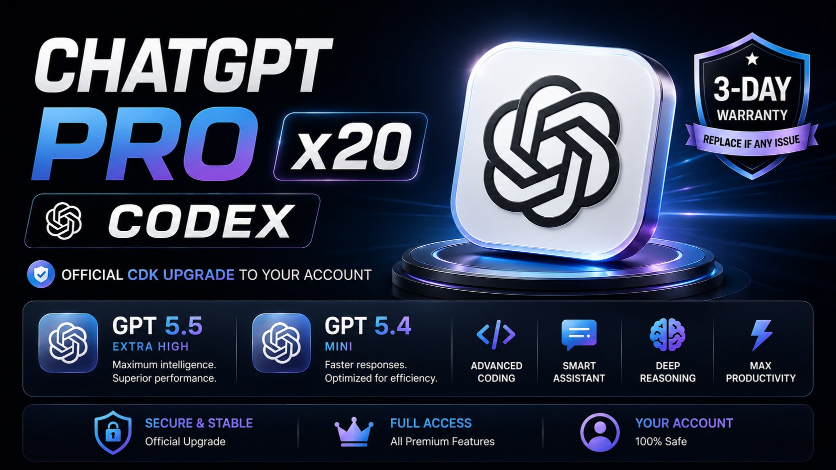 GPT PRO x20 - Chính Chủ (BH3D)