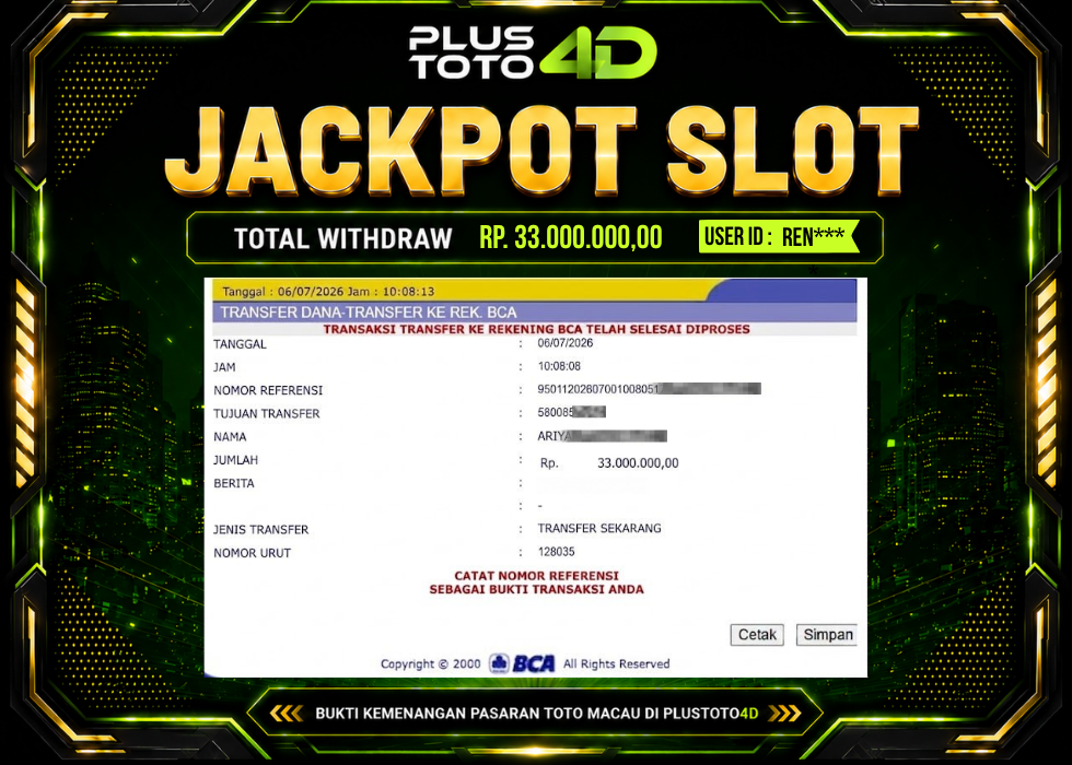🔥 JACKPOT SLOT PECAH LAGI! WD Rp 33JUTA LANGSUNG CAIR TANPA DELAY DI PLUSTOTO4D! 🚀