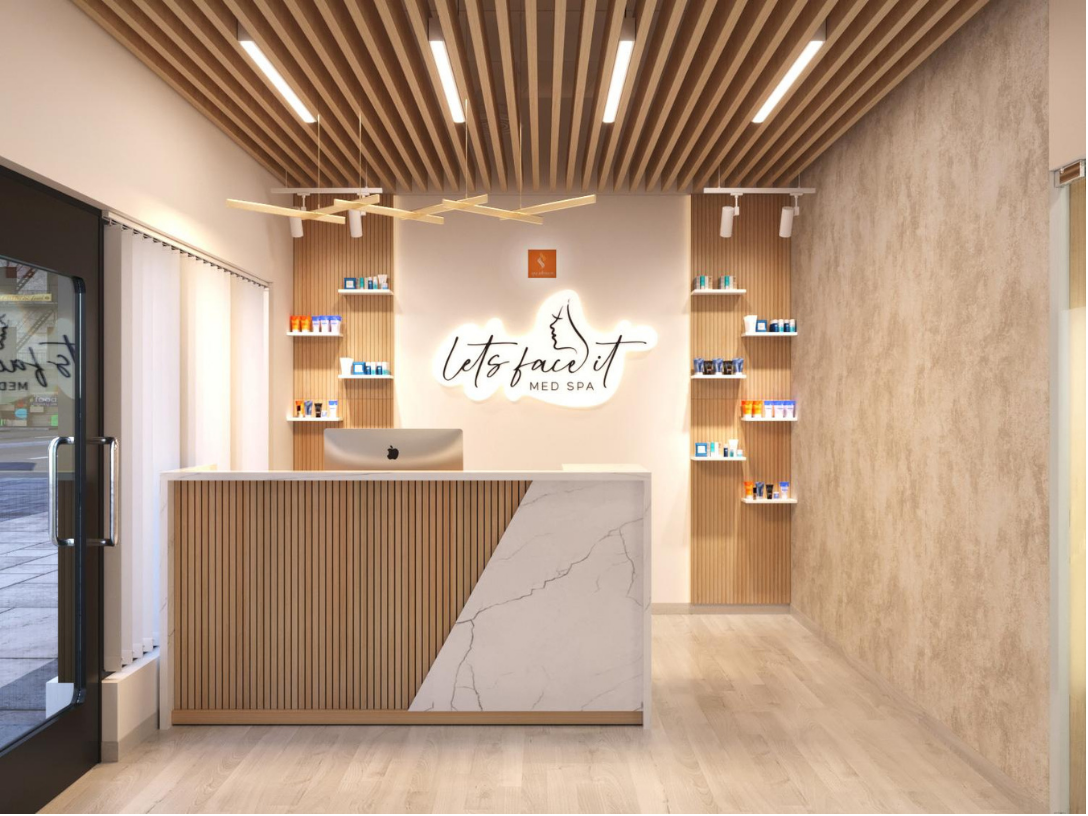 Let's Face It Med Spa treatment room in Denver, CO.
