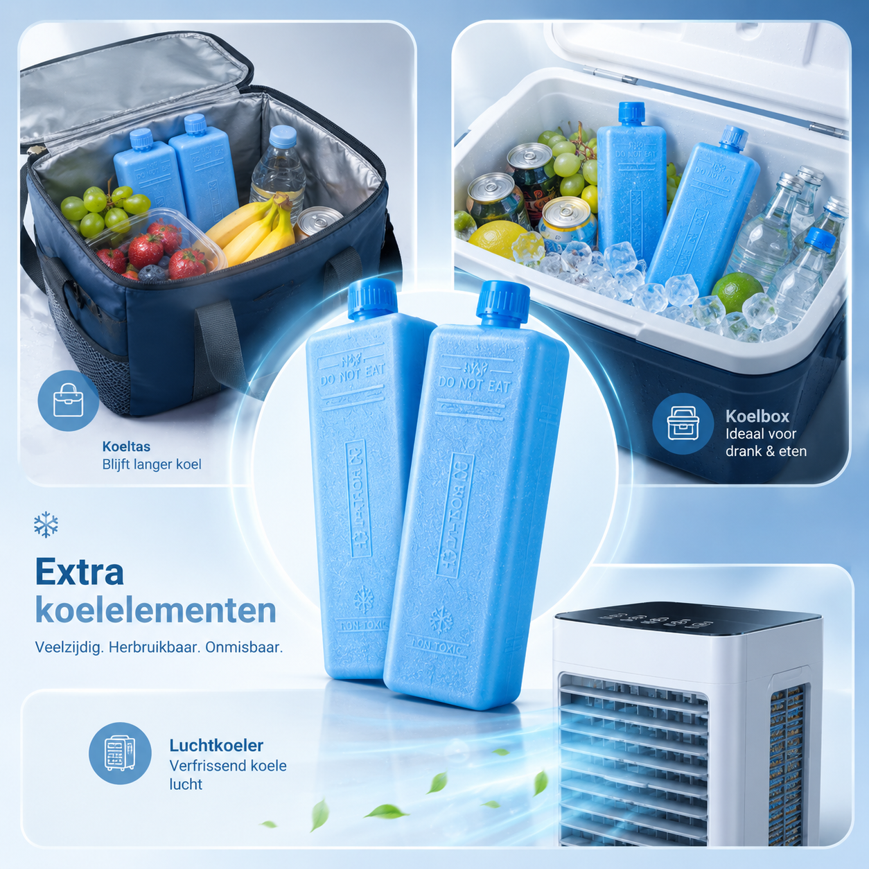 Set van 6 koelelementen voor aircooler en koelbox