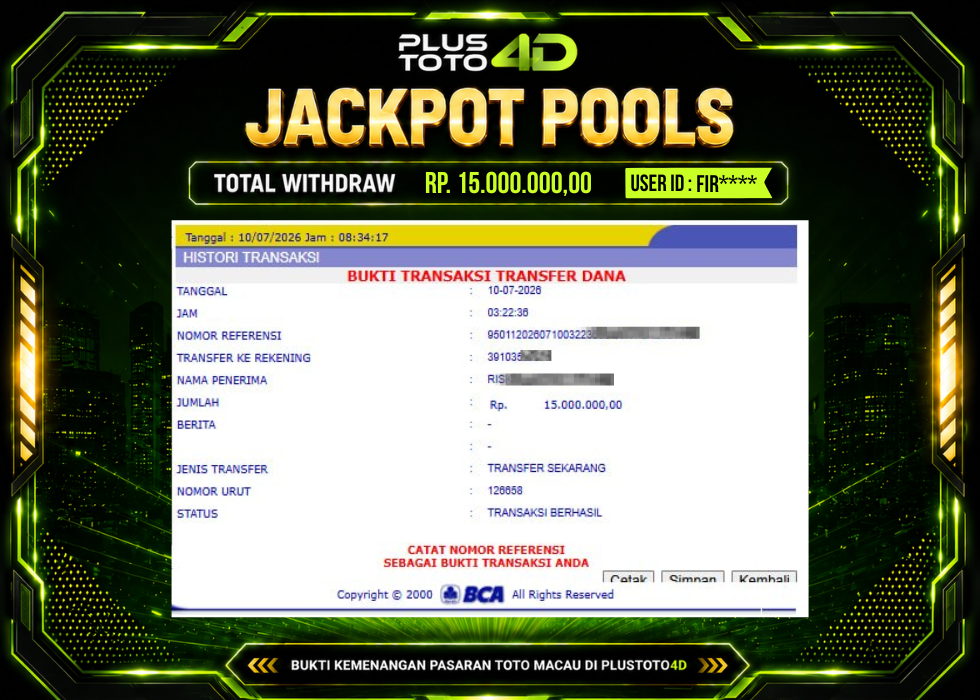 💥 PLUS TOTO 4D MENGGEMPARKAN! MEMBER WD 15 JUTA RUPIAH! 💥
