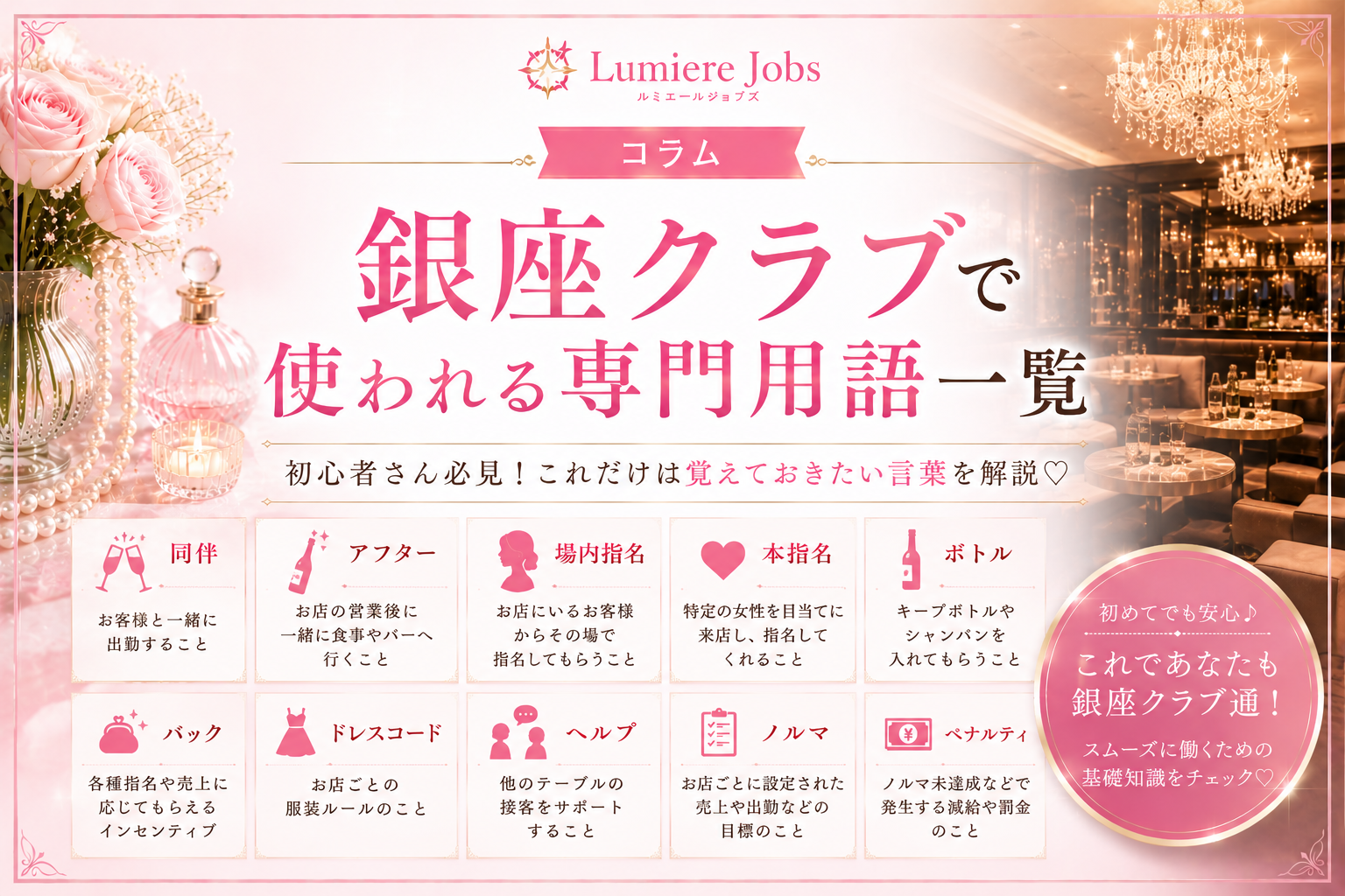 銀座クラブで使われる専門用語一覧|初心者が覚えておきたい用語を徹底解説