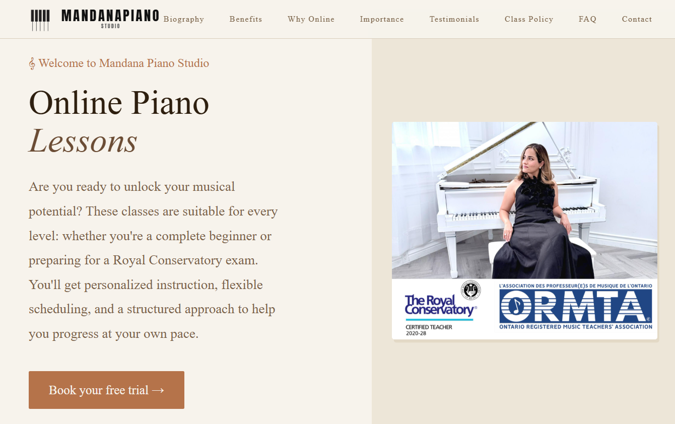 Mandana Piano Studio website