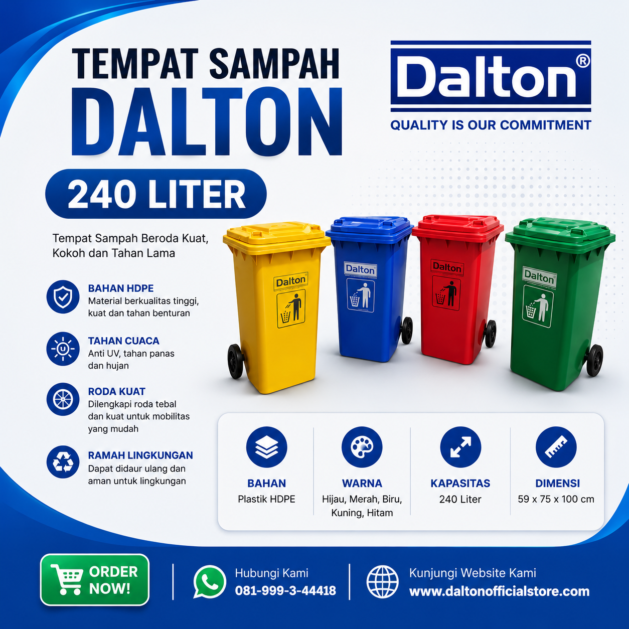 Tempat Sampah Dalton 240 Liter