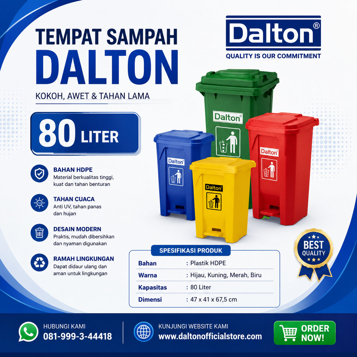 Tempat Sampah Dalton 80 Liter