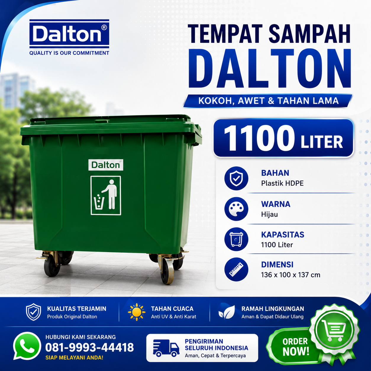 Tempat Sampah Dalton 1100 Liter