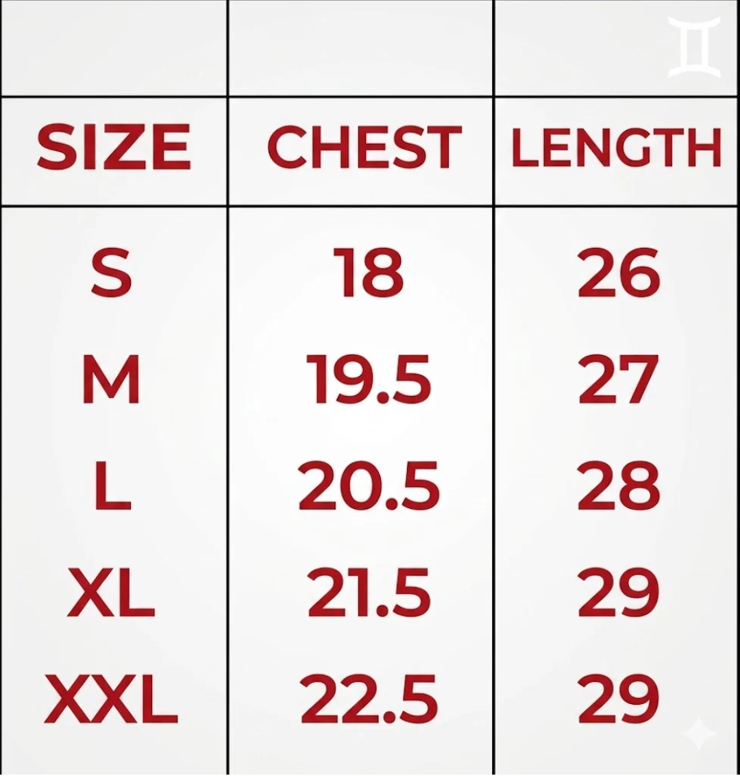 Size Chart 1