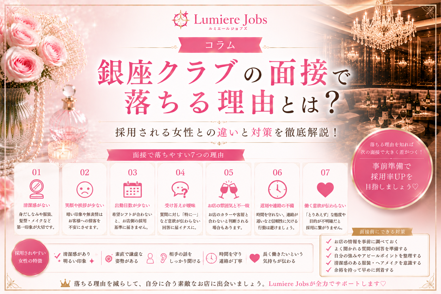 銀座クラブの面接で落ちる理由とは?