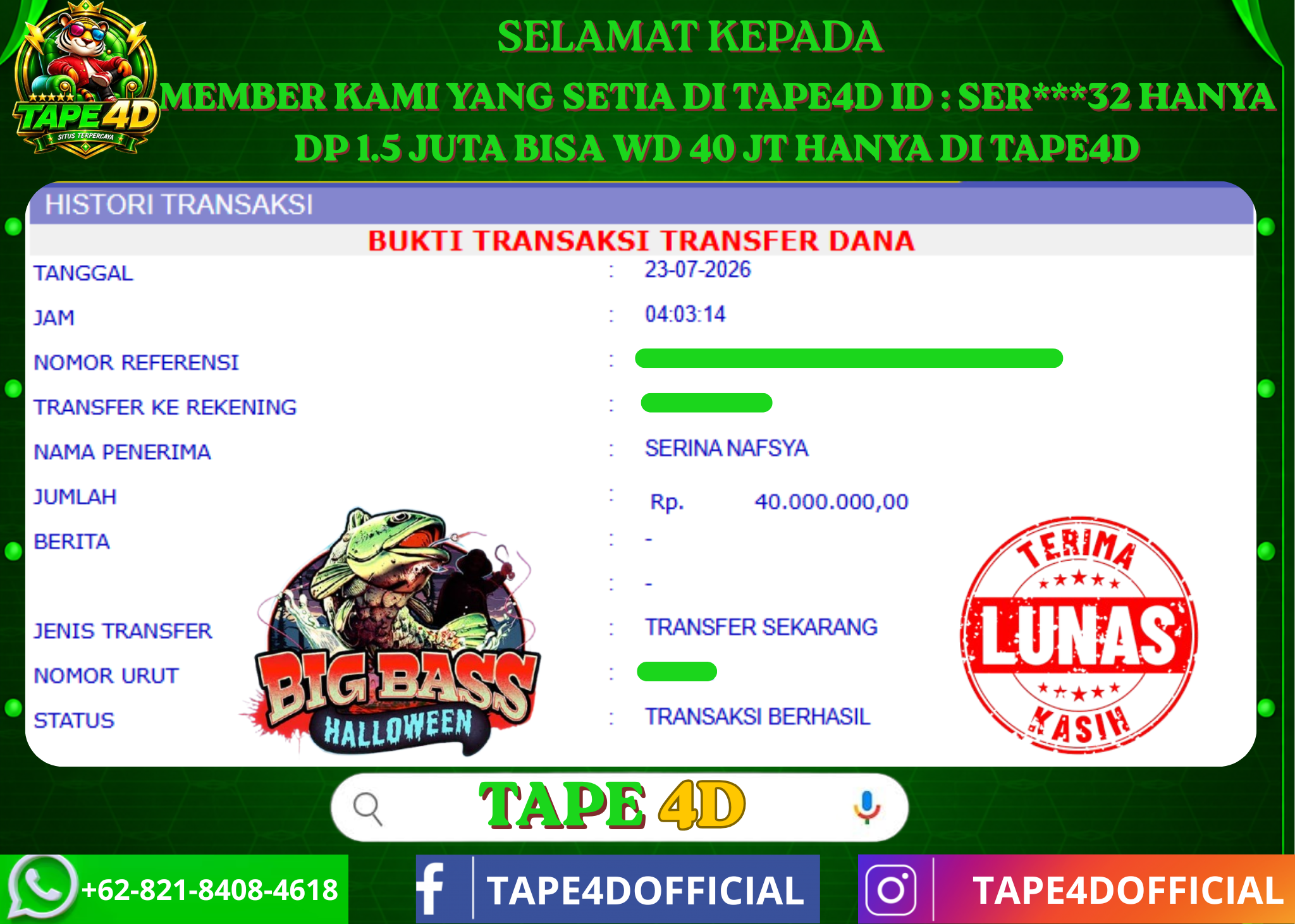 TAPE4D BIG BASS HALOWEEN PRAMATIC 40.000.000-LUNAS