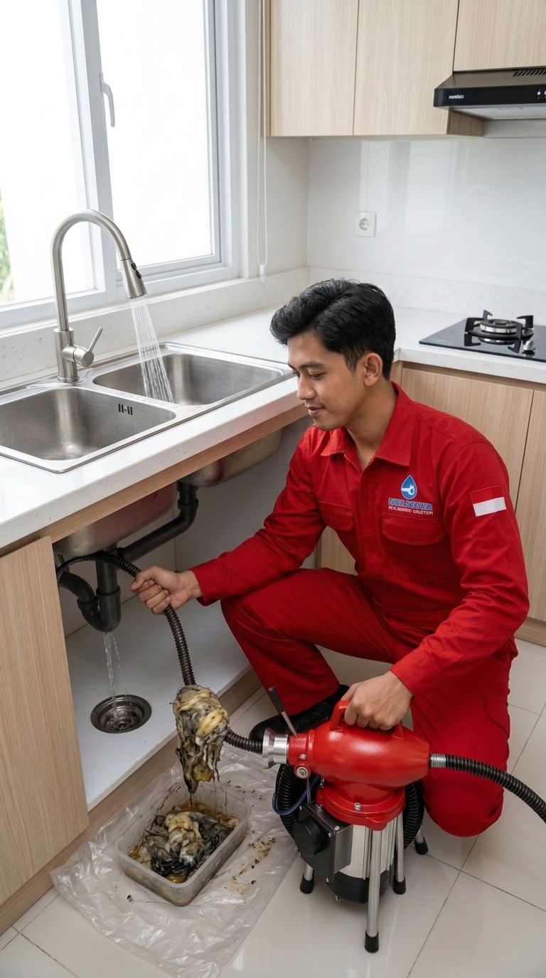 Wastafel Dapur Mampet Berhasil Dibersihkan