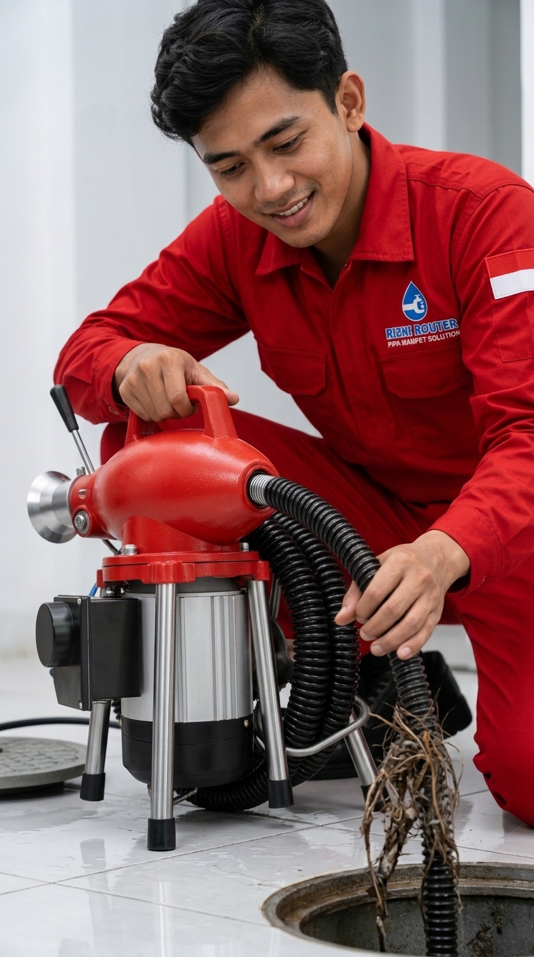 Aksi Mesin Rooter Menembus Sumbatan