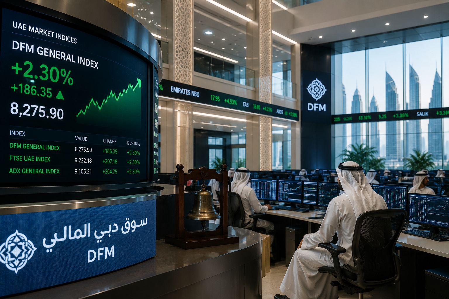 UAE Stocks Surge 2.3% on Bank Earnings Beat