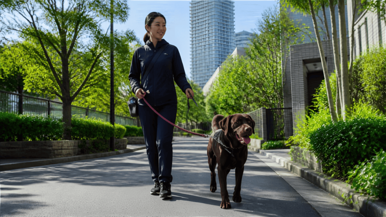 東京23区の閑静な住宅街で大型犬を安全に散歩させるペットシッター