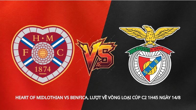 Soi kèo Heart of Midlothian vs Benfica, lượt về vòng loại Cúp C2 1h45 ngày 14/8