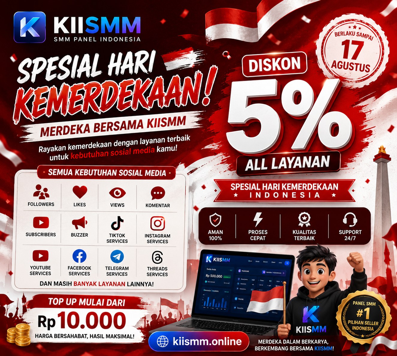 ๐ฎ๐ฉ Spesial Hari Kemerdekaan โ Diskon 5% Semua Layanan KIISMM