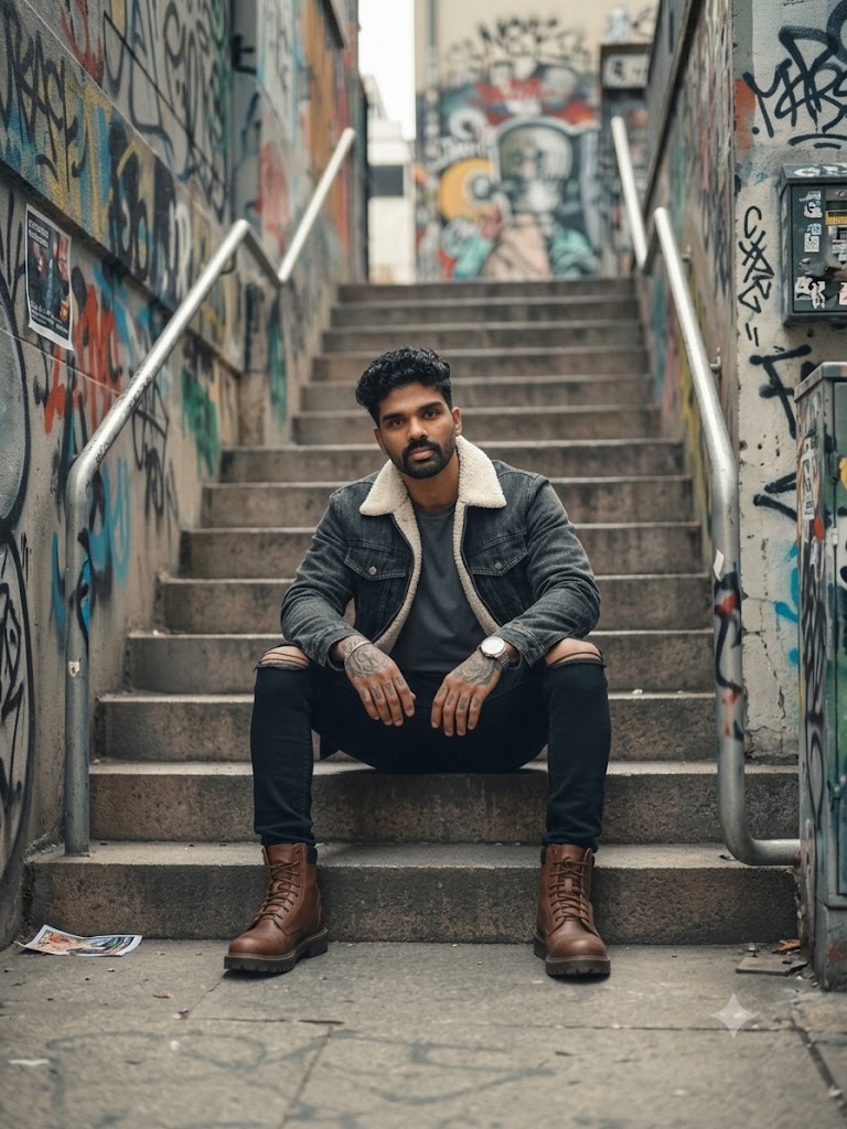 Urban Streetwear Staircase Portrait