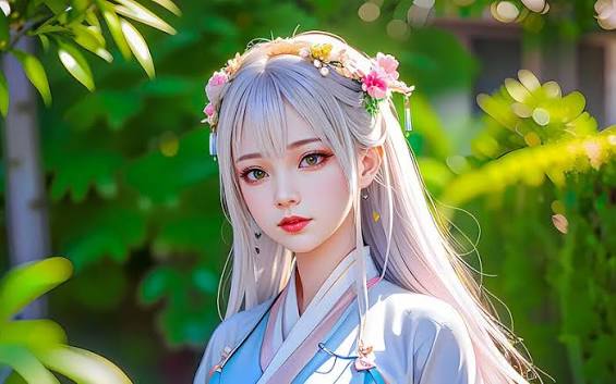 Anime-Style Floral Forest Maiden