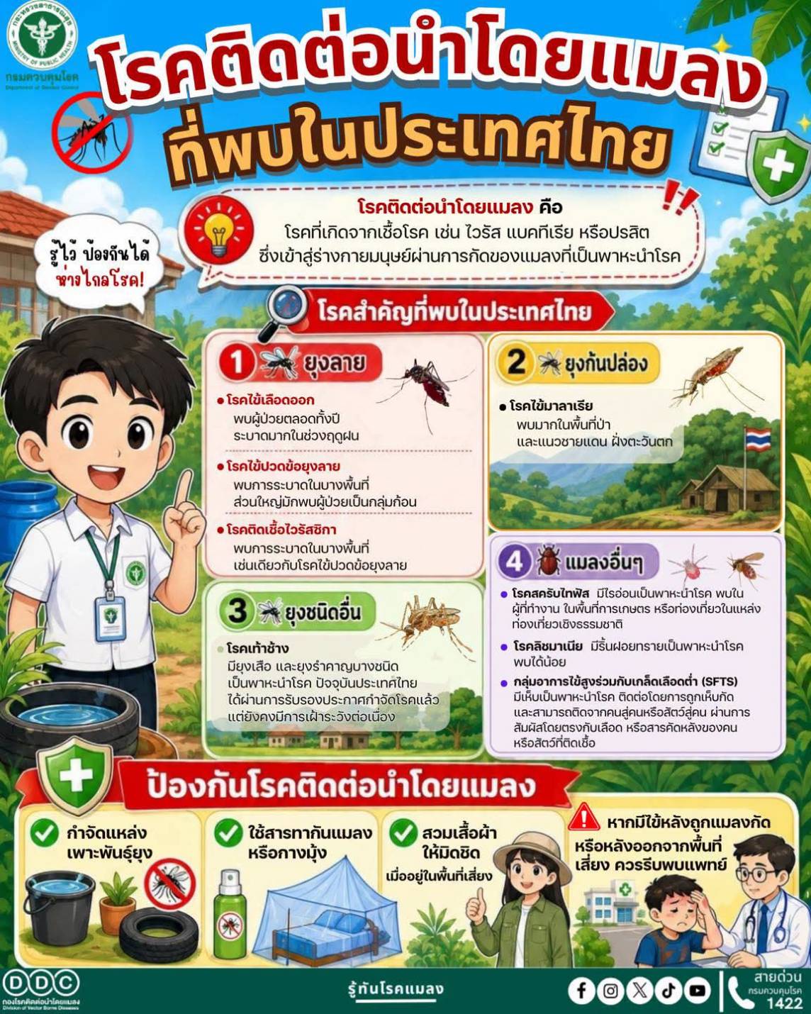 โรคติดต่อนำโดยแมลงที่พบในประเทศไทย รู้ทัน ป้องกันได้