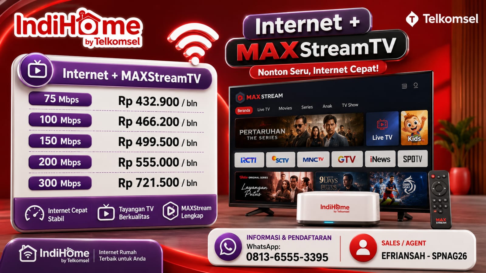 Paket Internet + MAXStream TV